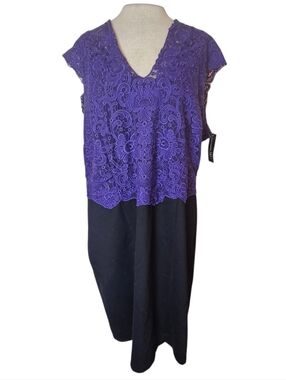 INC Lace Top Two-Tone Dress Plus Size 20W NWT Purple Black Office Work Evening